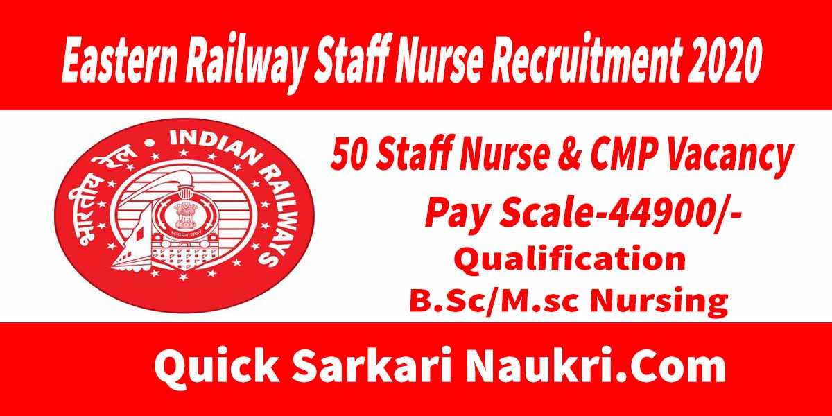 Eastern Railway Staff Nurse Recruitment 2020 Salary